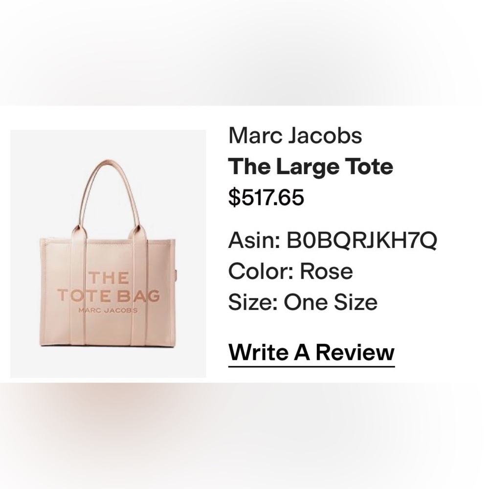 Marc Jacobs Large Tote in Soft Pink
